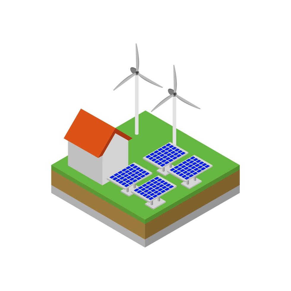 panneau solaire isométrique sur fond blanc vecteur