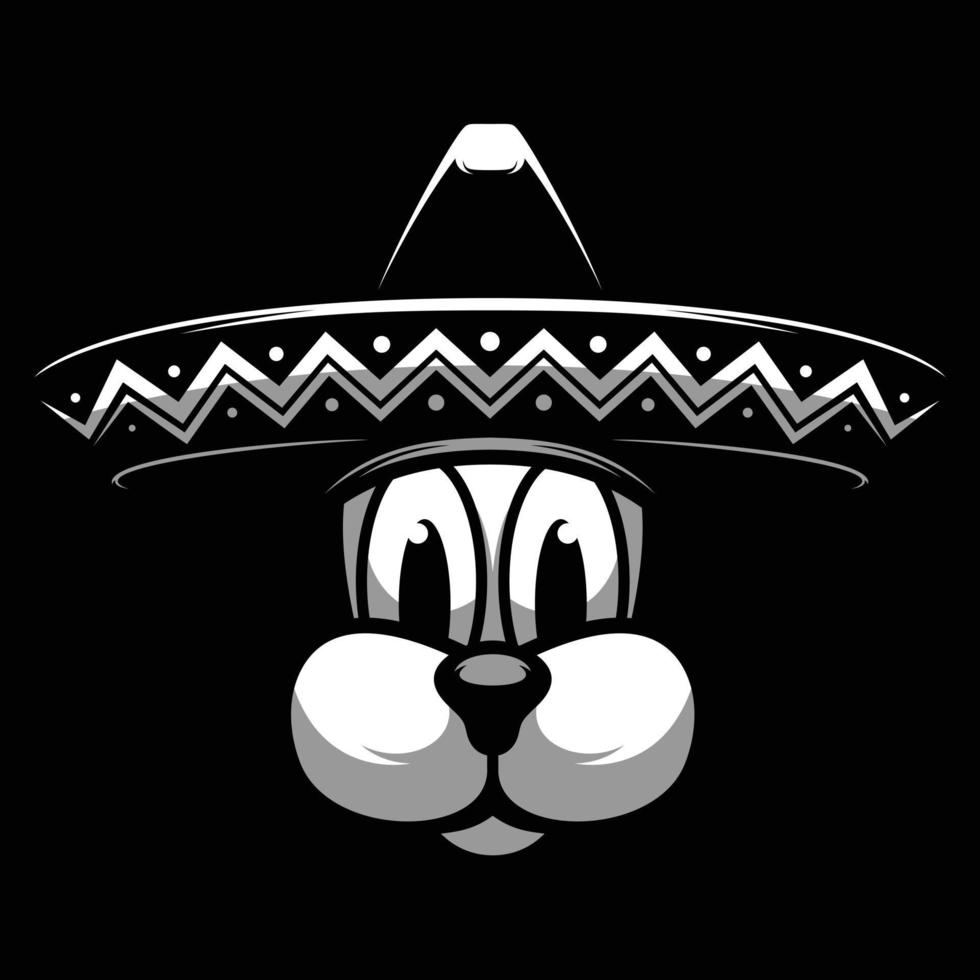 chien sombrero noir et blanc mascotte conception vecteur