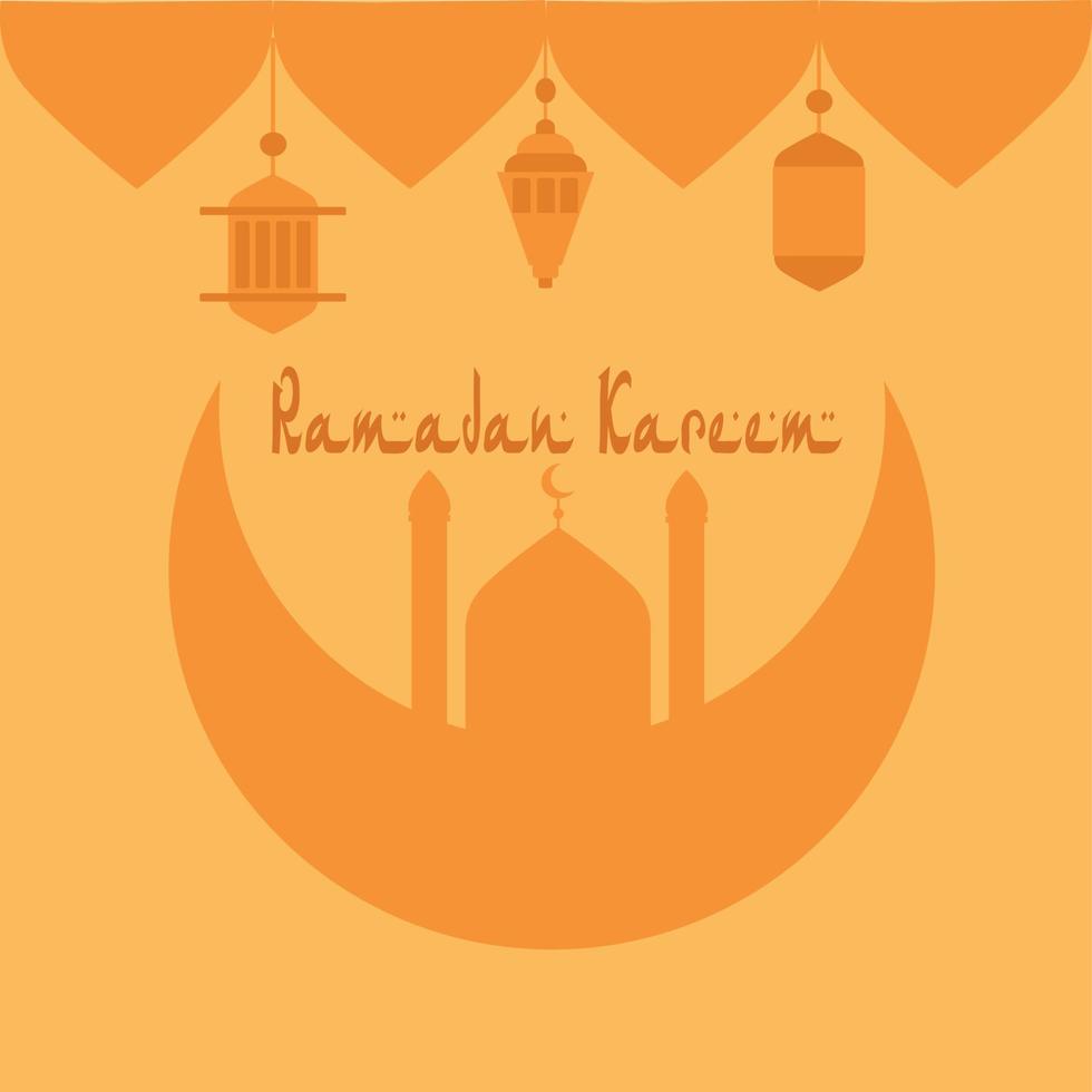 vecteur illustration de une mosquée et une lanterne sur le lune dans lien avec le mois de Ramadan