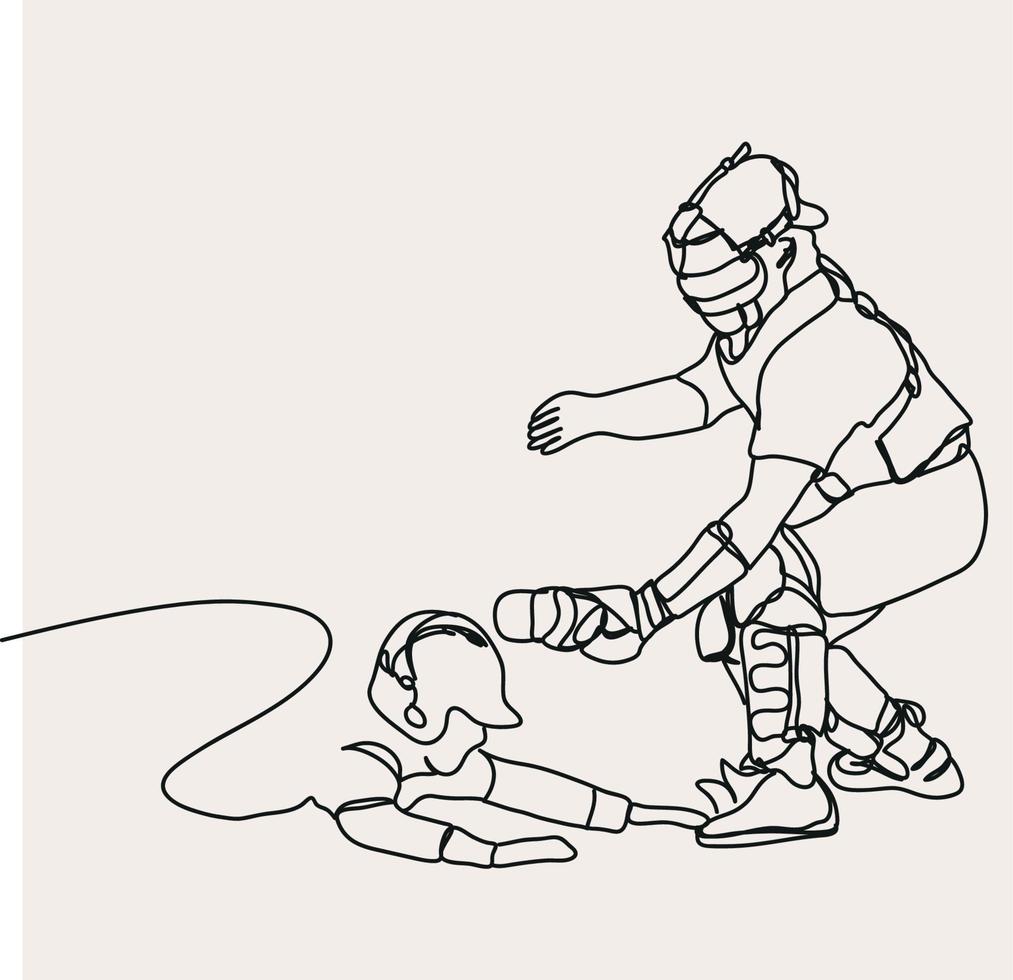 minimaliste base-ball ligne art, extrême sport, balle molle athlète, Facile esquisser, contour dessin, vecteur illustration, noir lignes Balle jeu, Hommes