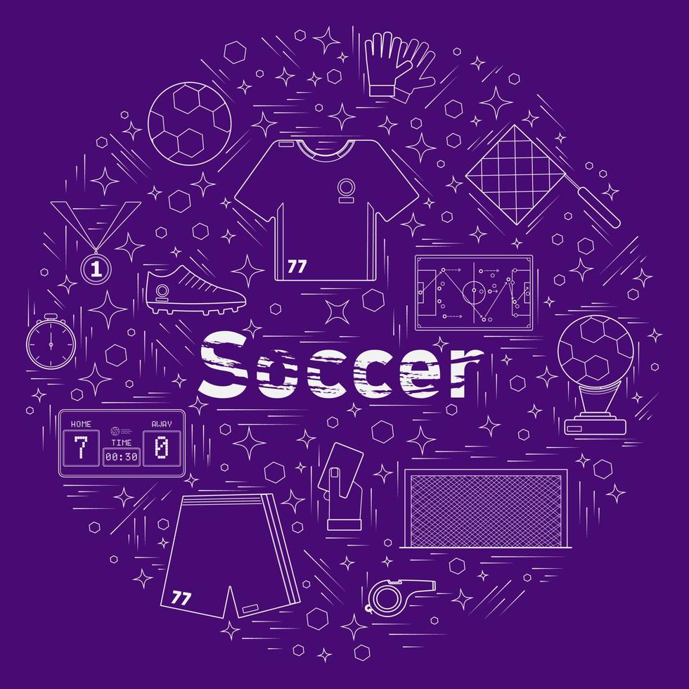 football blanc éléments sur violet vecteur