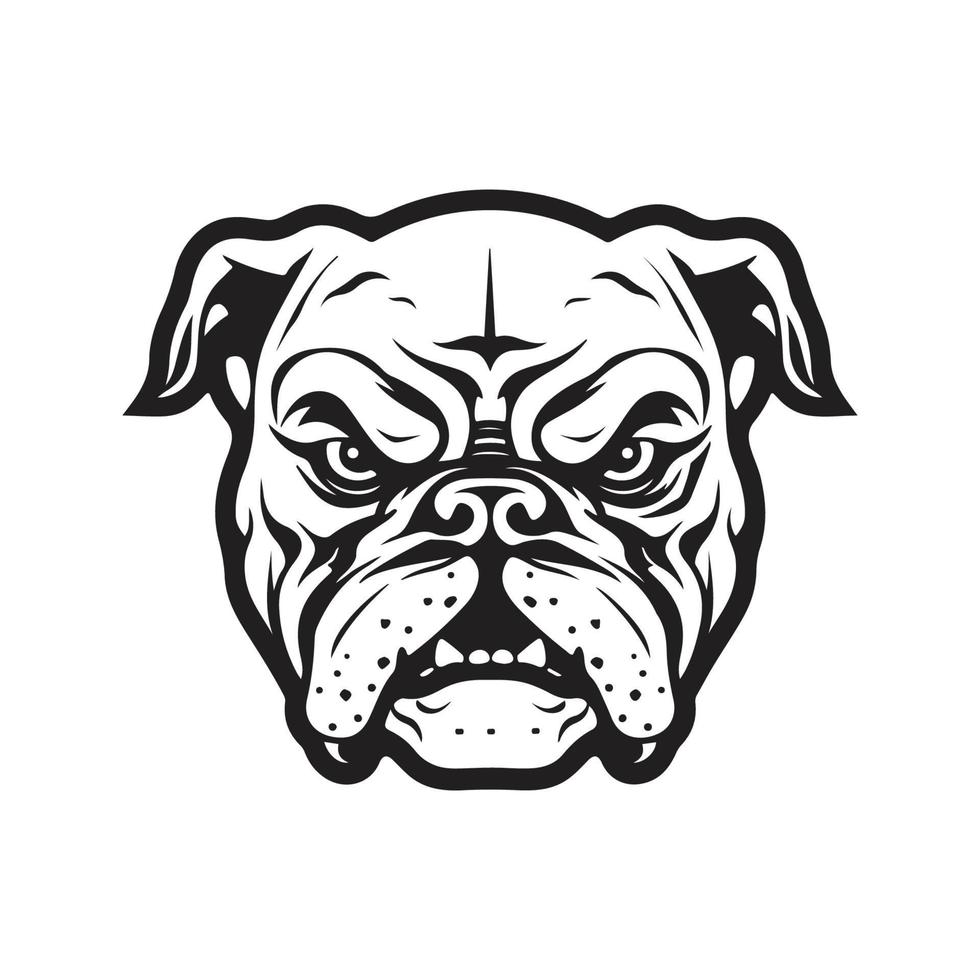 en colère bouledogue, logo concept noir et blanc couleur, main tiré illustration vecteur