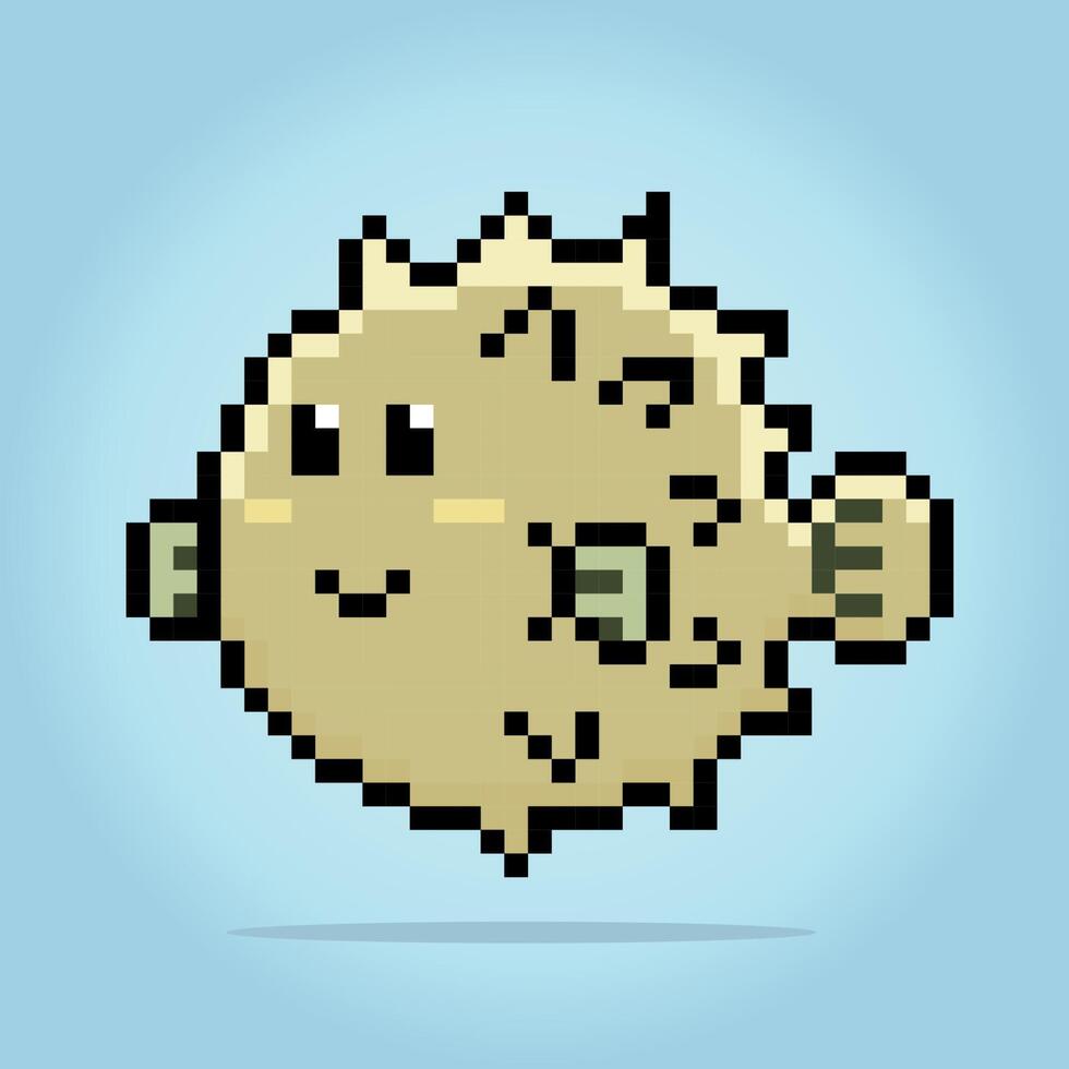 puffer poisson dans pixel art. animaux pour Jeu les atouts dans vecteur illustration.