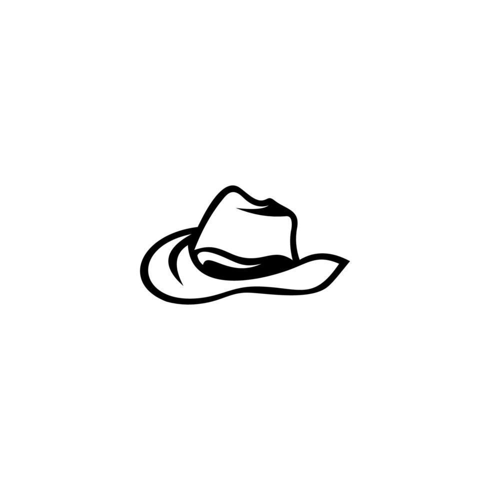 icône de chapeau de cow-boy, chapeau rétro, conception d'emblème sur fond blanc vecteur