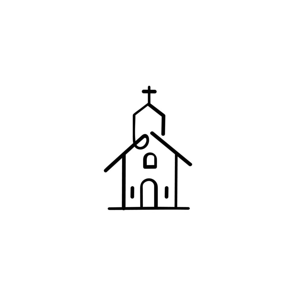 église ligne style icône conception vecteur