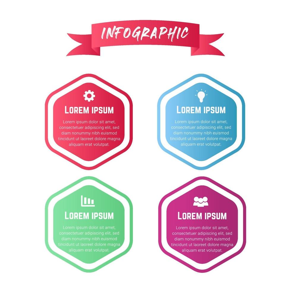 infographie d & # 39; hexagone d & # 39; affaires coloré avec espace de texte vecteur