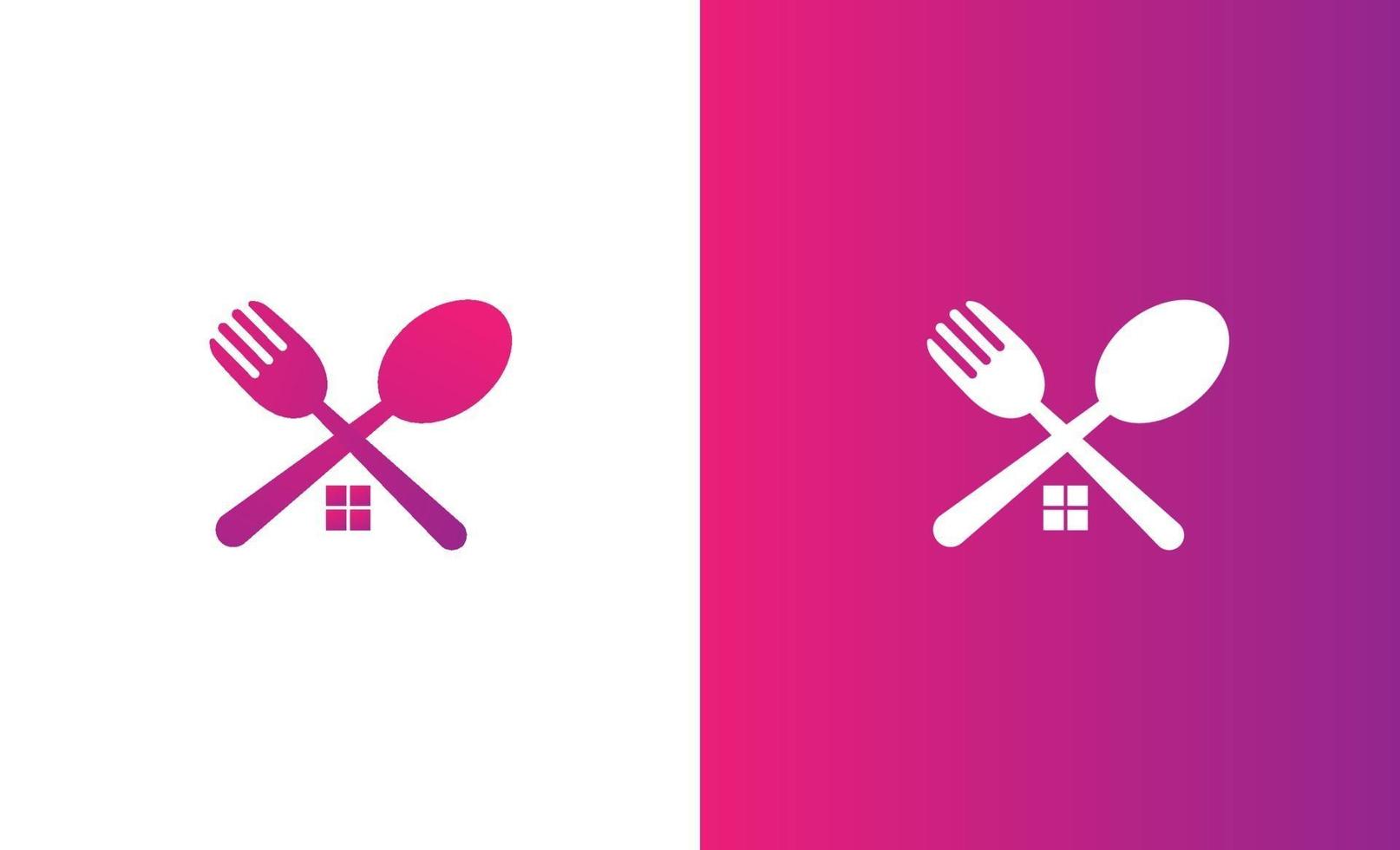 cuillère et fourchette maison logo design vecteur simple