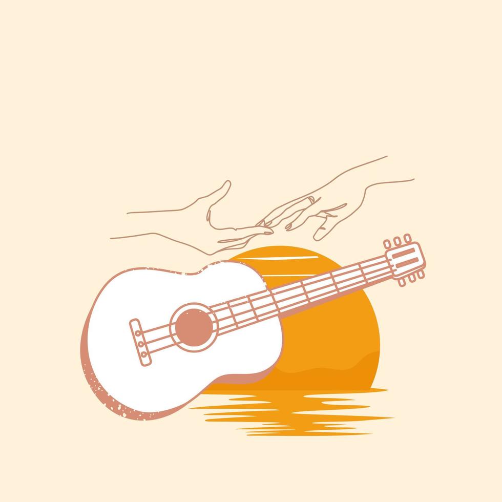 guitare minimaliste logo conception vecteur illustration