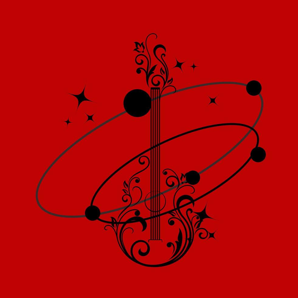 guitare logo vecteur conception illustration, galaxie le ma