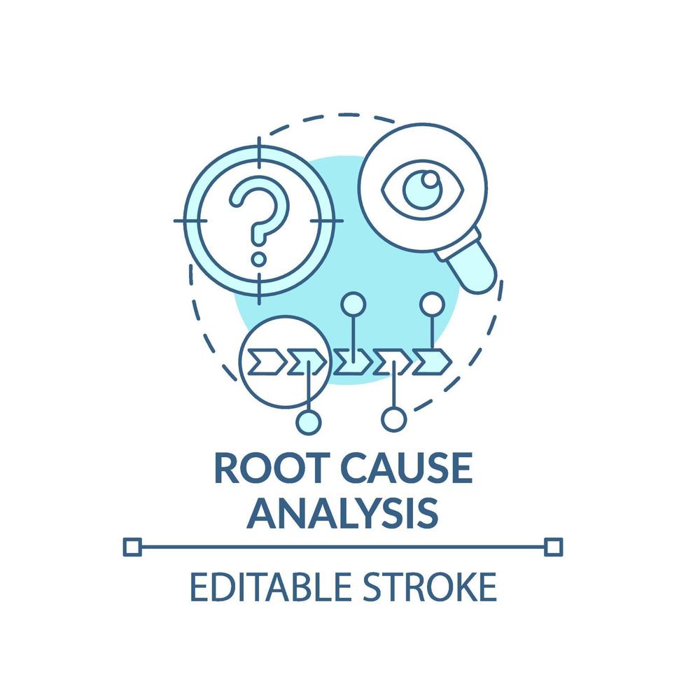 icône de concept bleu analyse des causes profondes vecteur