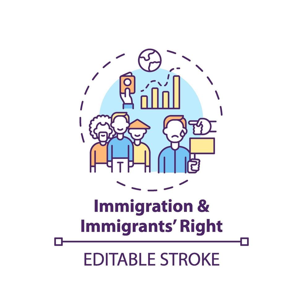 icône de concept droit immigration et immigrants vecteur