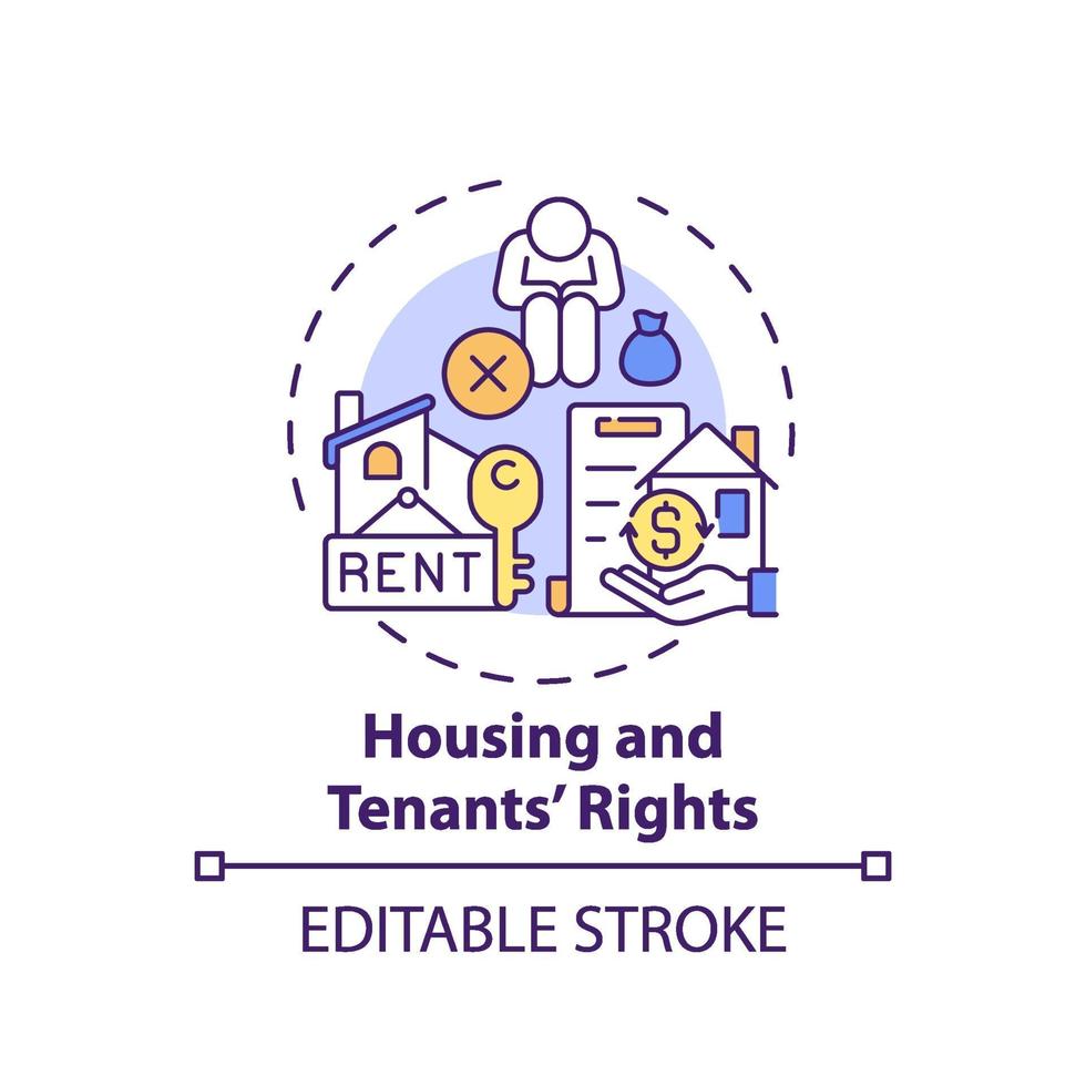 icône de concept de logement et de droits des locataires vecteur