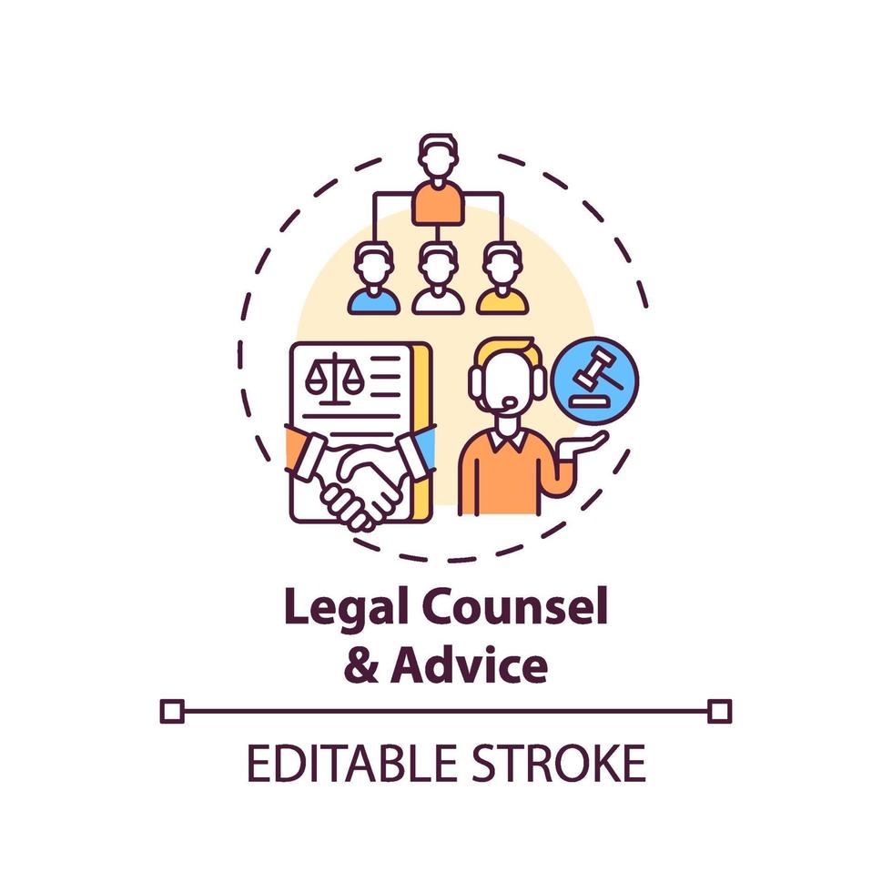 icône de concept de conseil et de conseil juridique vecteur