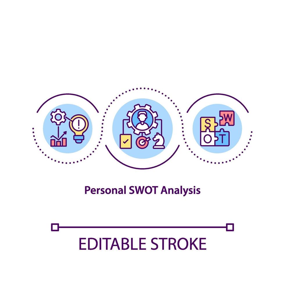 icône de concept d & # 39; analyse swot personnelle vecteur