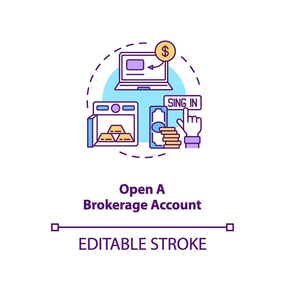 icône de concept de compte de courtage ouverture vecteur