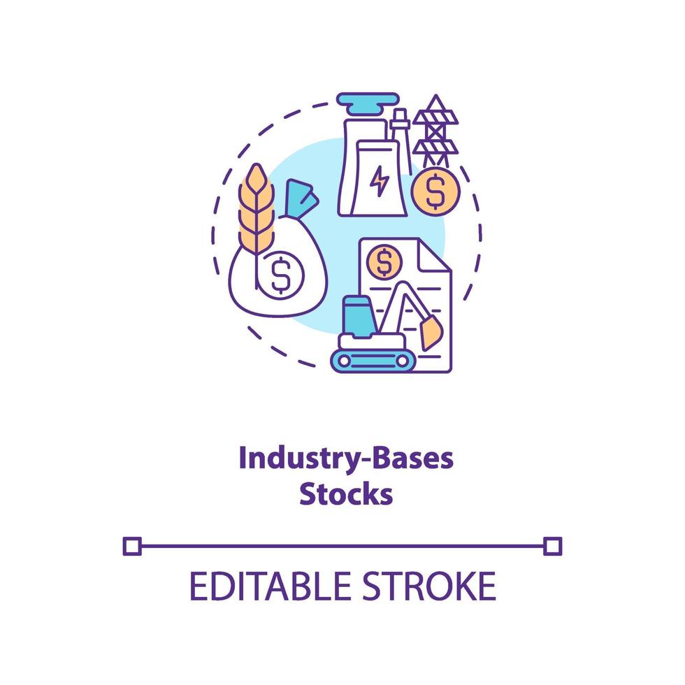 icône de concept de stocks basés sur l'industrie vecteur