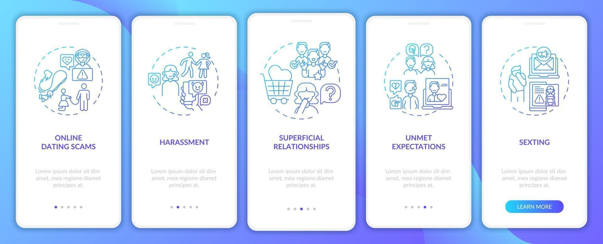 écran de la page de l'application mobile d'intégration de relation supeficial avec des concepts vecteur