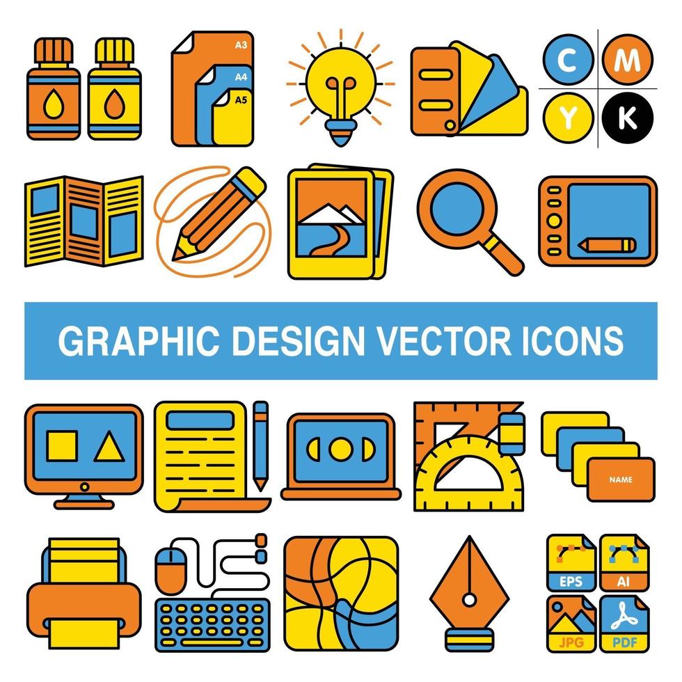 icônes vectorielles de conception graphique dans le style de conception de contour rempli. vecteur