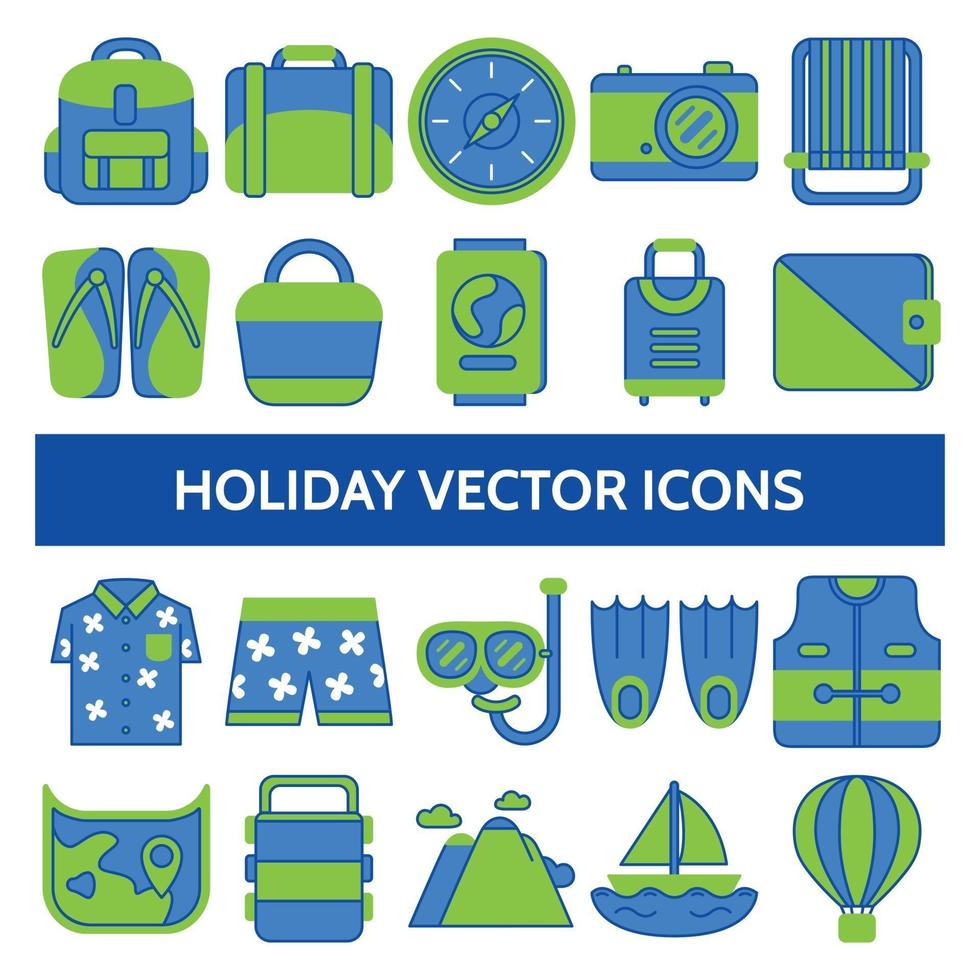 icônes vectorielles de vacances dans le style de conception de contour rempli. vecteur