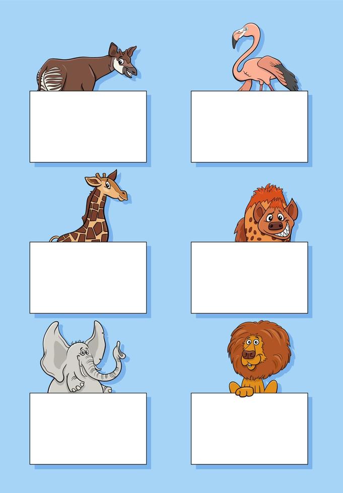 animal personnages avec cartes ou bannières conception ensemble vecteur