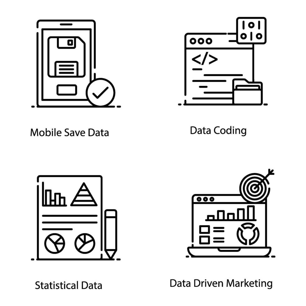 réseau de données et icônes de big data vecteur