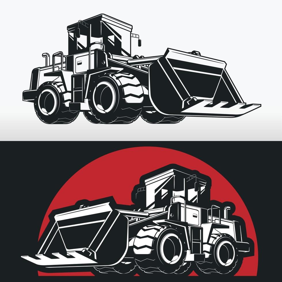 Silhouette de bulldozer de construction, pochoir de machinerie lourde vecteur