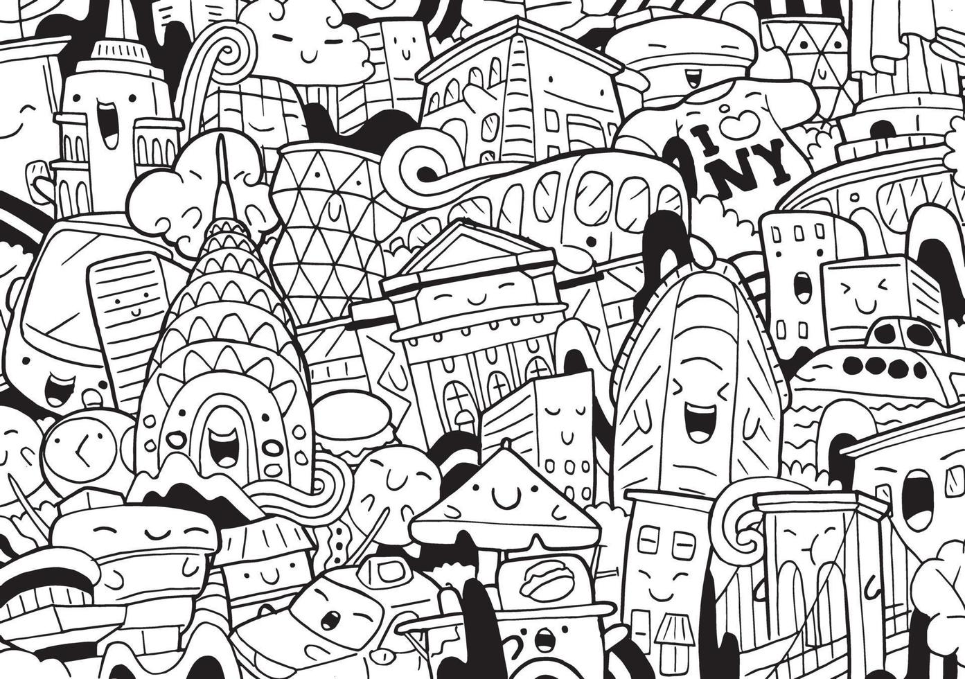 doodle new york avec illustration vectorielle vecteur