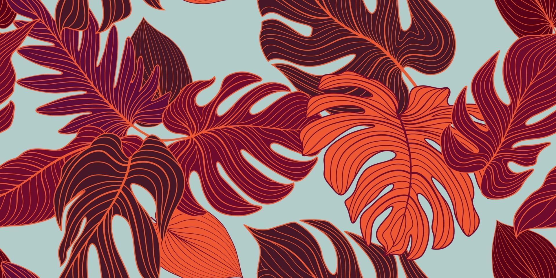 motif floral sans couture avec des feuilles tropicales vecteur