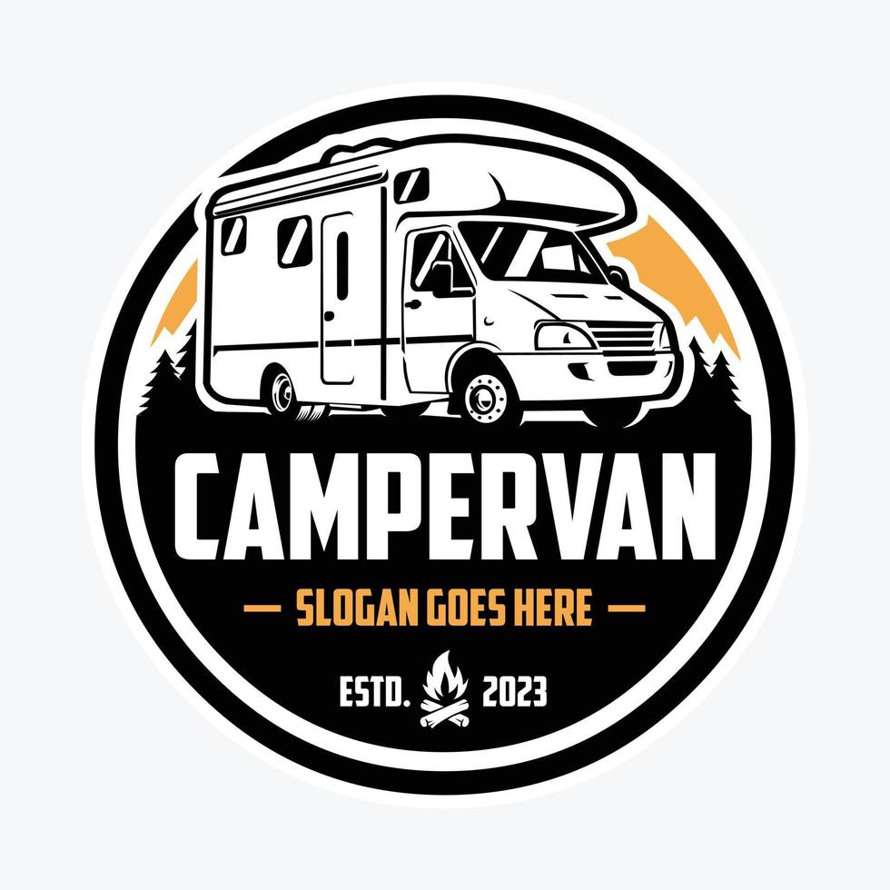 caravane camping car caravane emblème logo vecteur conception modèle isolé