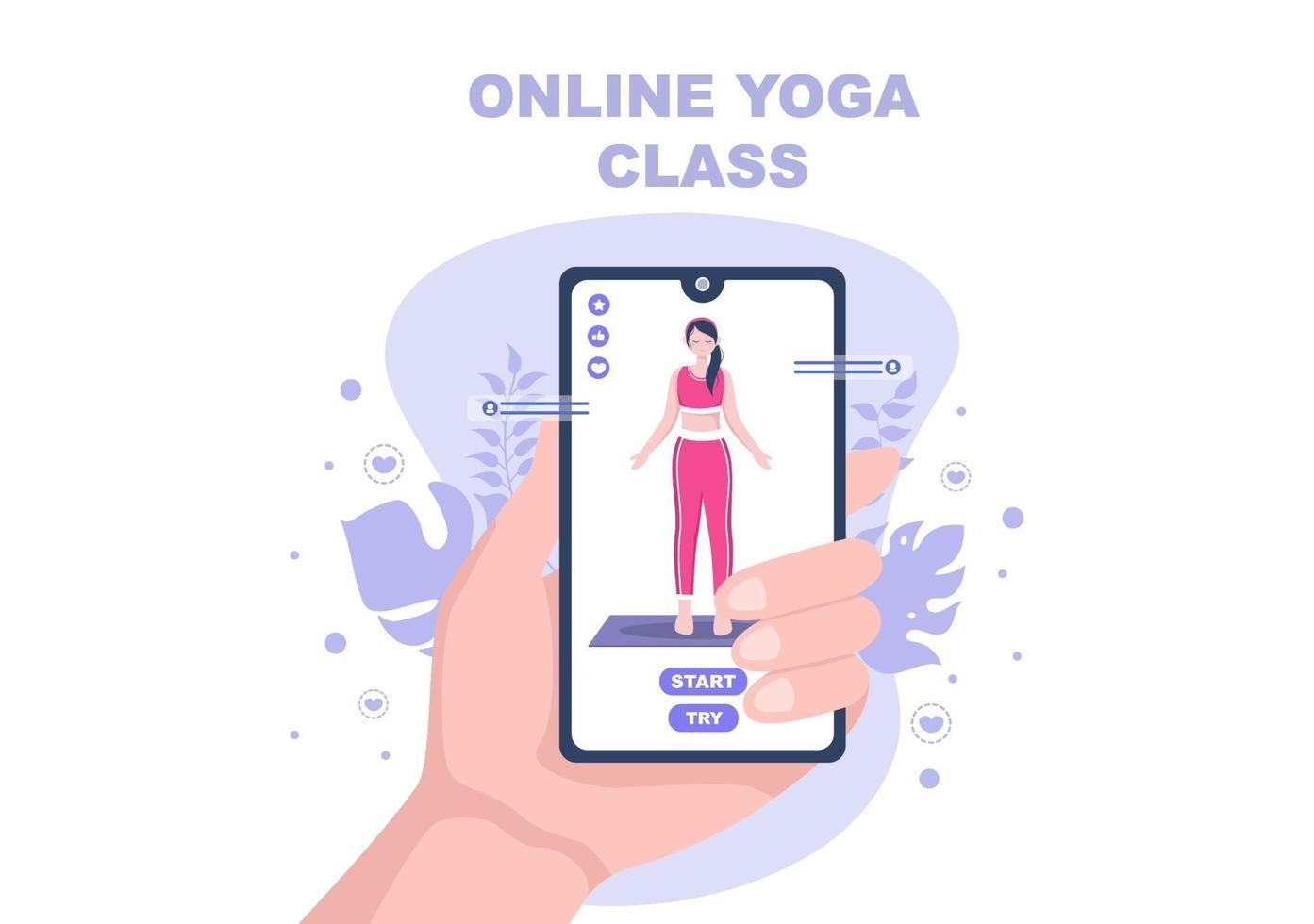 cours en ligne, concept de cours de yoga et de méditation vecteur