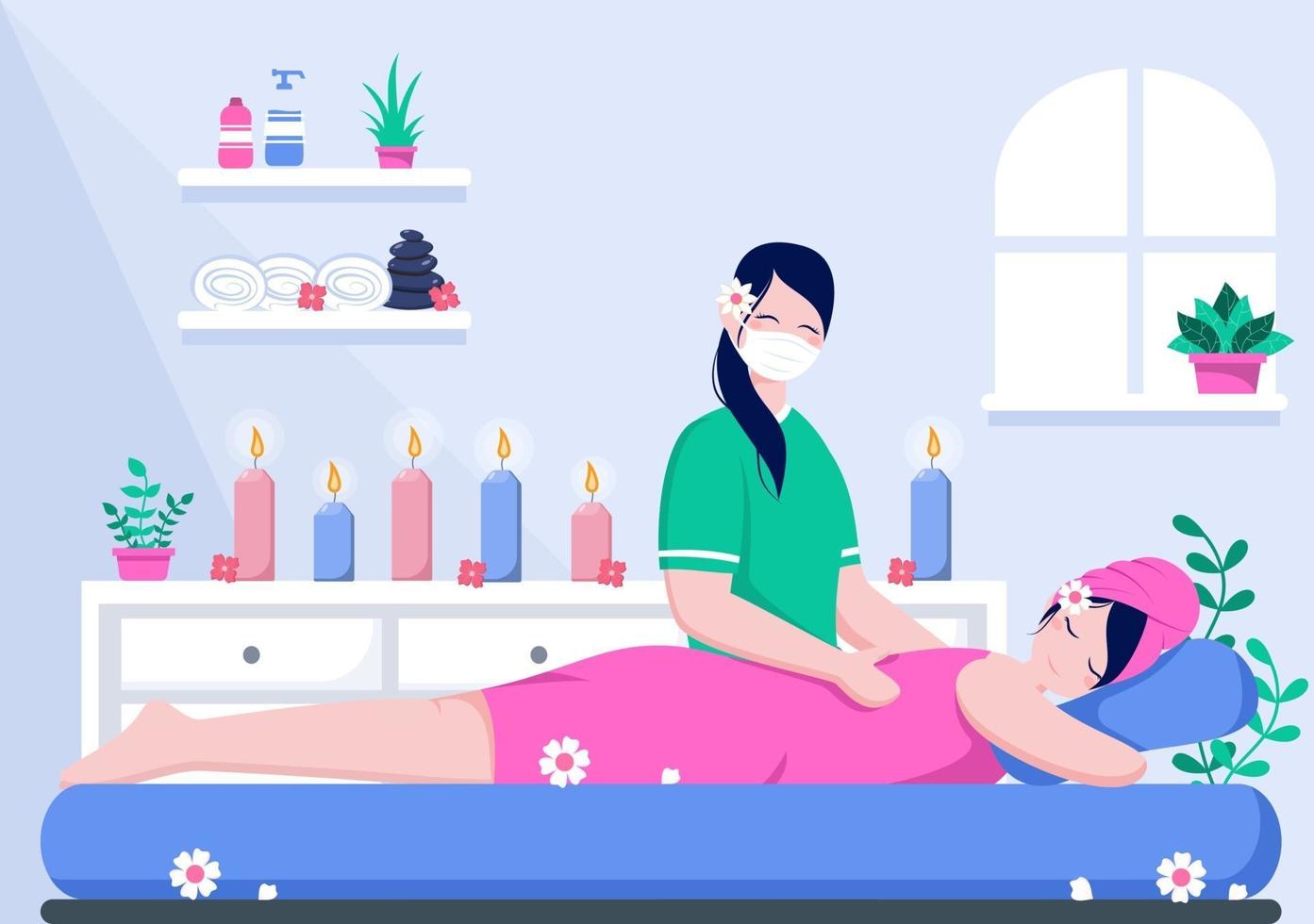 illustration vectorielle de massage dans un salon de beauté vecteur