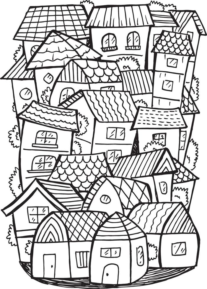 illustration de doodle de ville vecteur