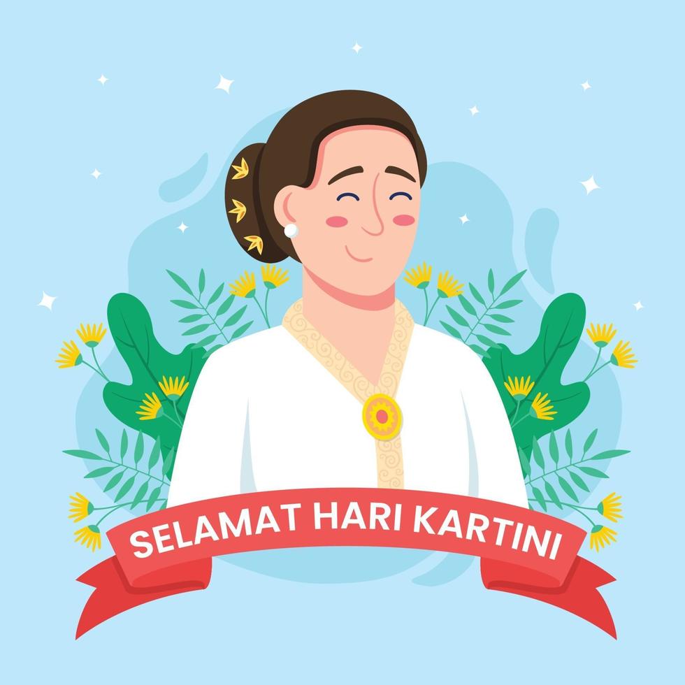 concept de jour de kartini heureux vecteur