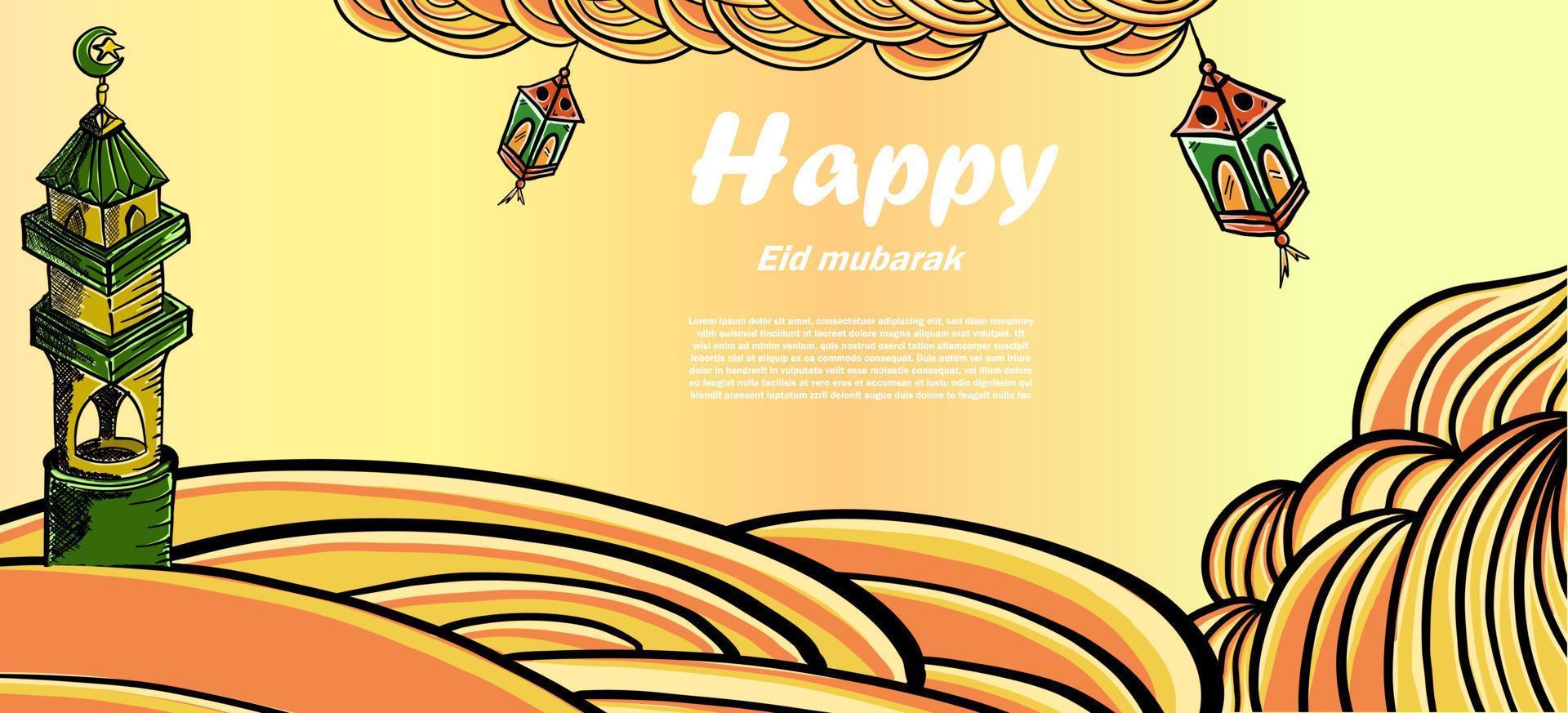 modèle affiche content eid mubarak Ramadan kareem gratuit vecteur