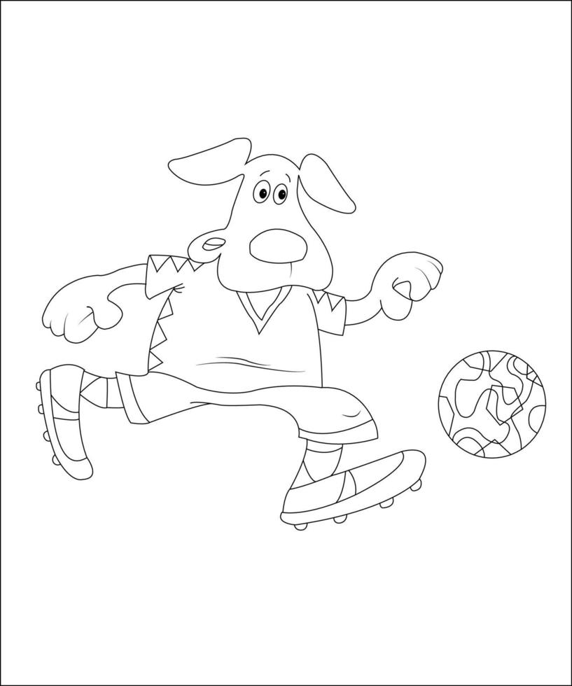 marrant chien en jouant football, vecteur illustration, pour des gamins et adulte