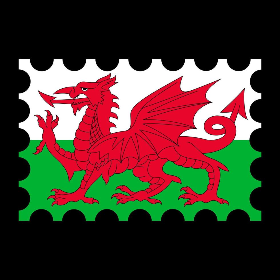 affranchissement timbre avec Pays de Galles drapeau. vecteur illustration.