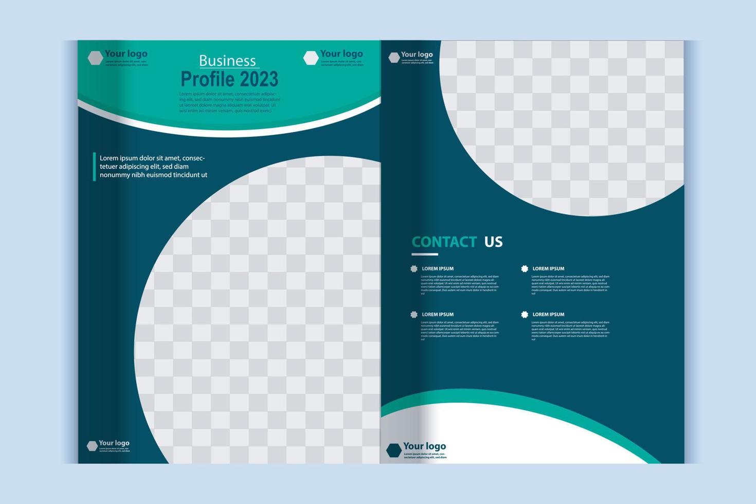 entreprise profil brochure modèle disposition conception, deux page affaires brochure conception, modèle disposition conception pour moderne affaires brochure vecteur