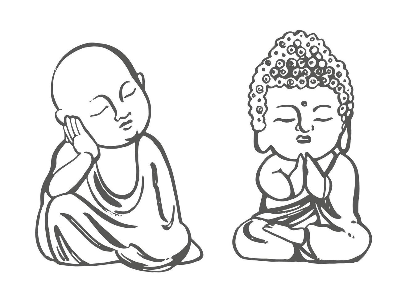 thé cérémonie. Bouddha figurine. vecteur main tiré illustration.