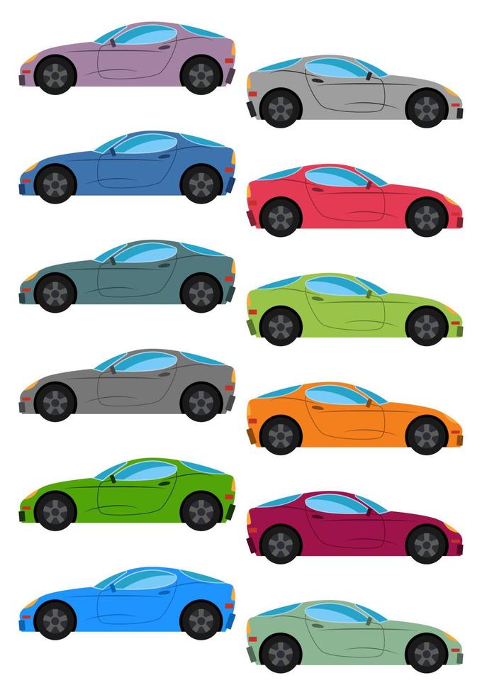 ensemble de voiture multicolore. illustration vectorielle isolée. vecteur