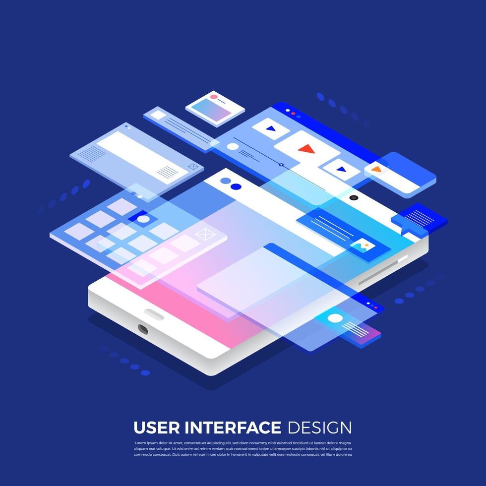 conception d'interface utilisateur isométrique vecteur