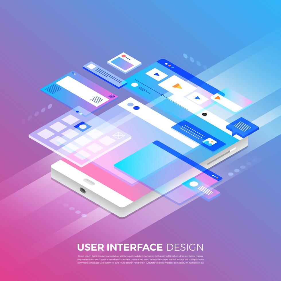 conception d'interface utilisateur isométrique vecteur