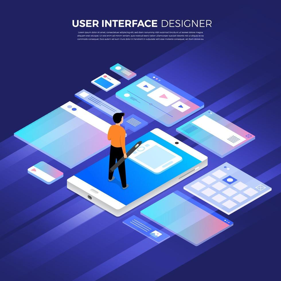 conception d'interface utilisateur isométrique vecteur