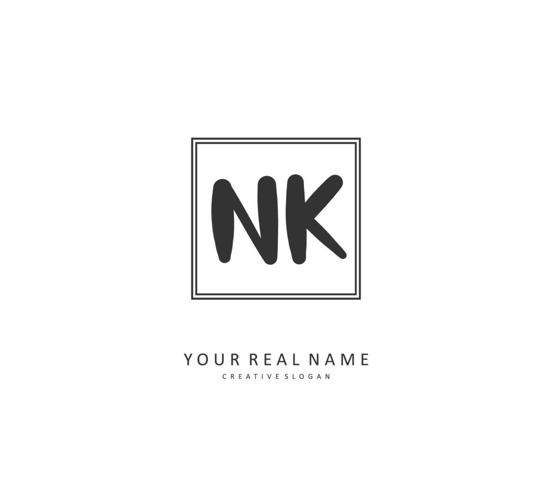 n k nk initiale lettre écriture et Signature logo. une concept écriture initiale logo avec modèle élément. vecteur