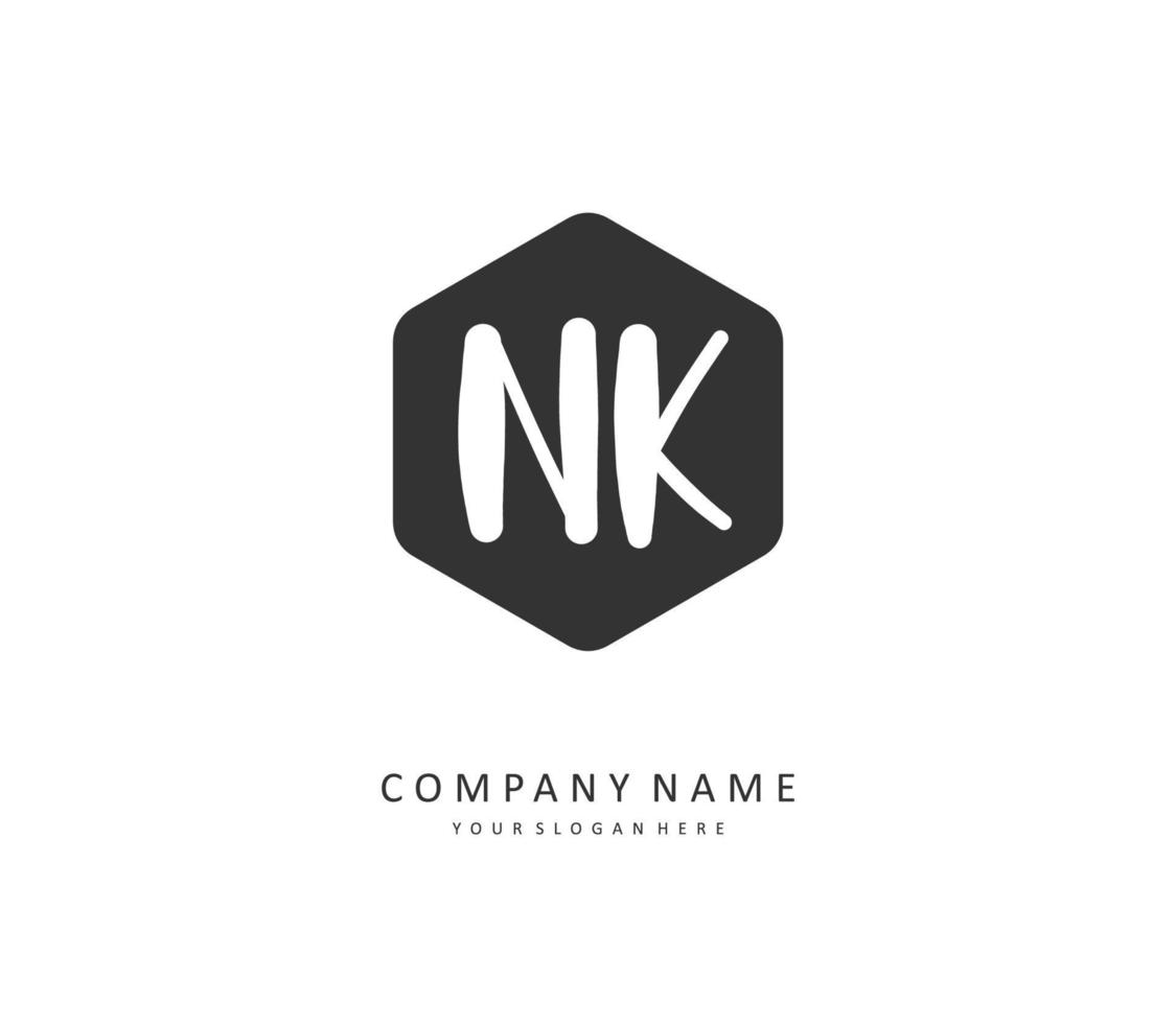 n k nk initiale lettre écriture et Signature logo. une concept écriture initiale logo avec modèle élément. vecteur