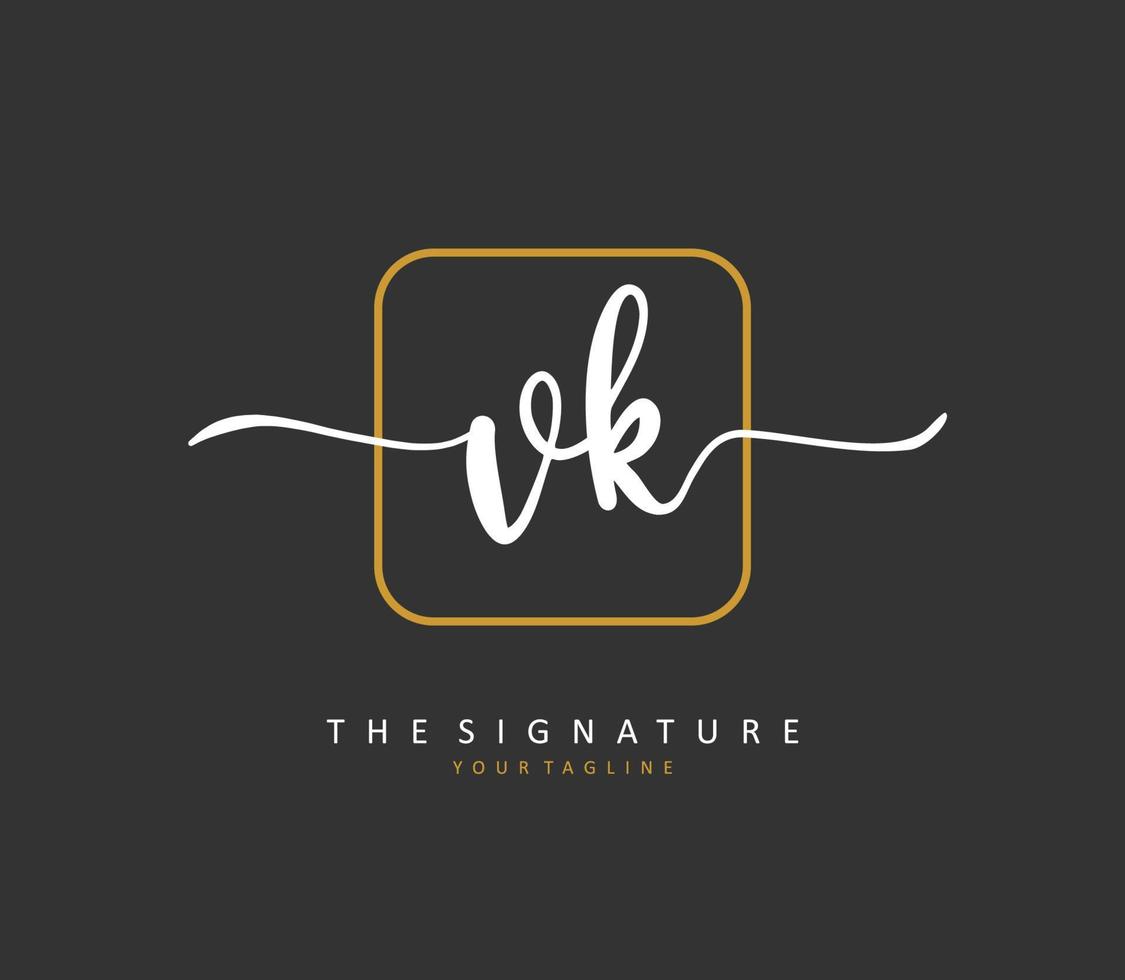 v k vk initiale lettre écriture et Signature logo. une concept écriture initiale logo avec modèle élément. vecteur