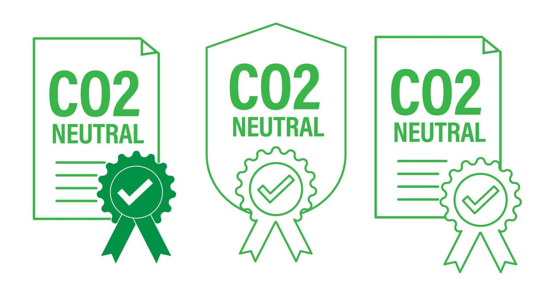co2, carbone neutre vecteur icône ensemble , vert dans Couleur