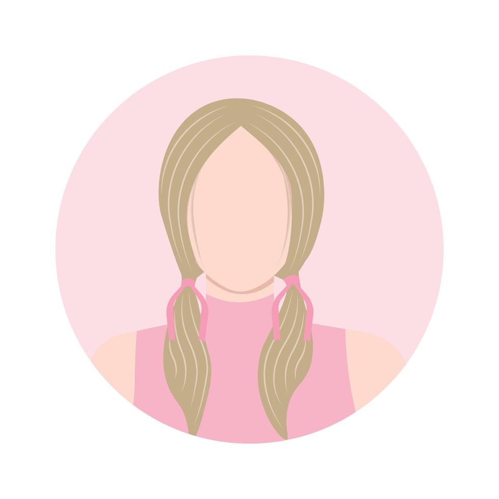 avatar de une Jeune femme avec queues de cheval pour social médias. vecteur illustration dans plat style