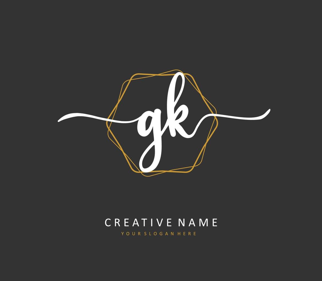 g k gk initiale lettre écriture et Signature logo. une concept écriture initiale logo avec modèle élément. vecteur