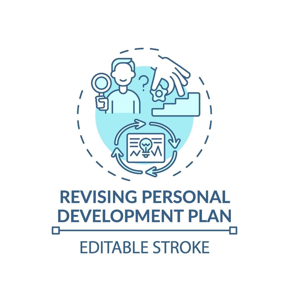 Réviser l'icône de concept turquoise de plan de développement personnel vecteur