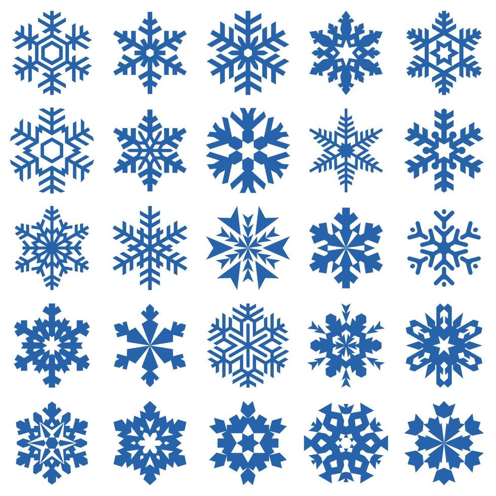bleu flocon de neige Icônes collection dans ligne style isolé sur blanc Contexte. vecteur